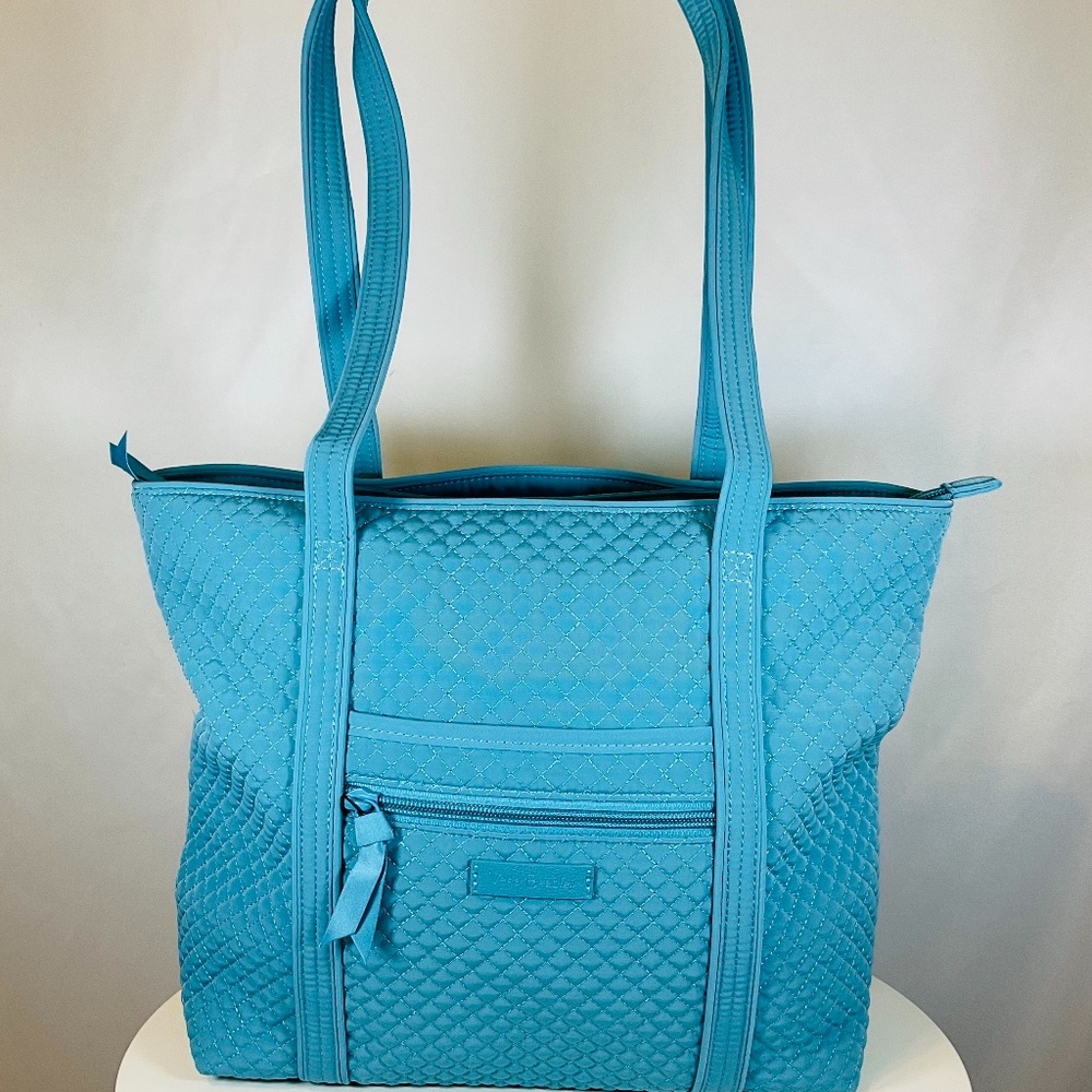 Vera Bradley Small Tote Bag Purse Spring Break Aqua Blue - Picture 2 of 7